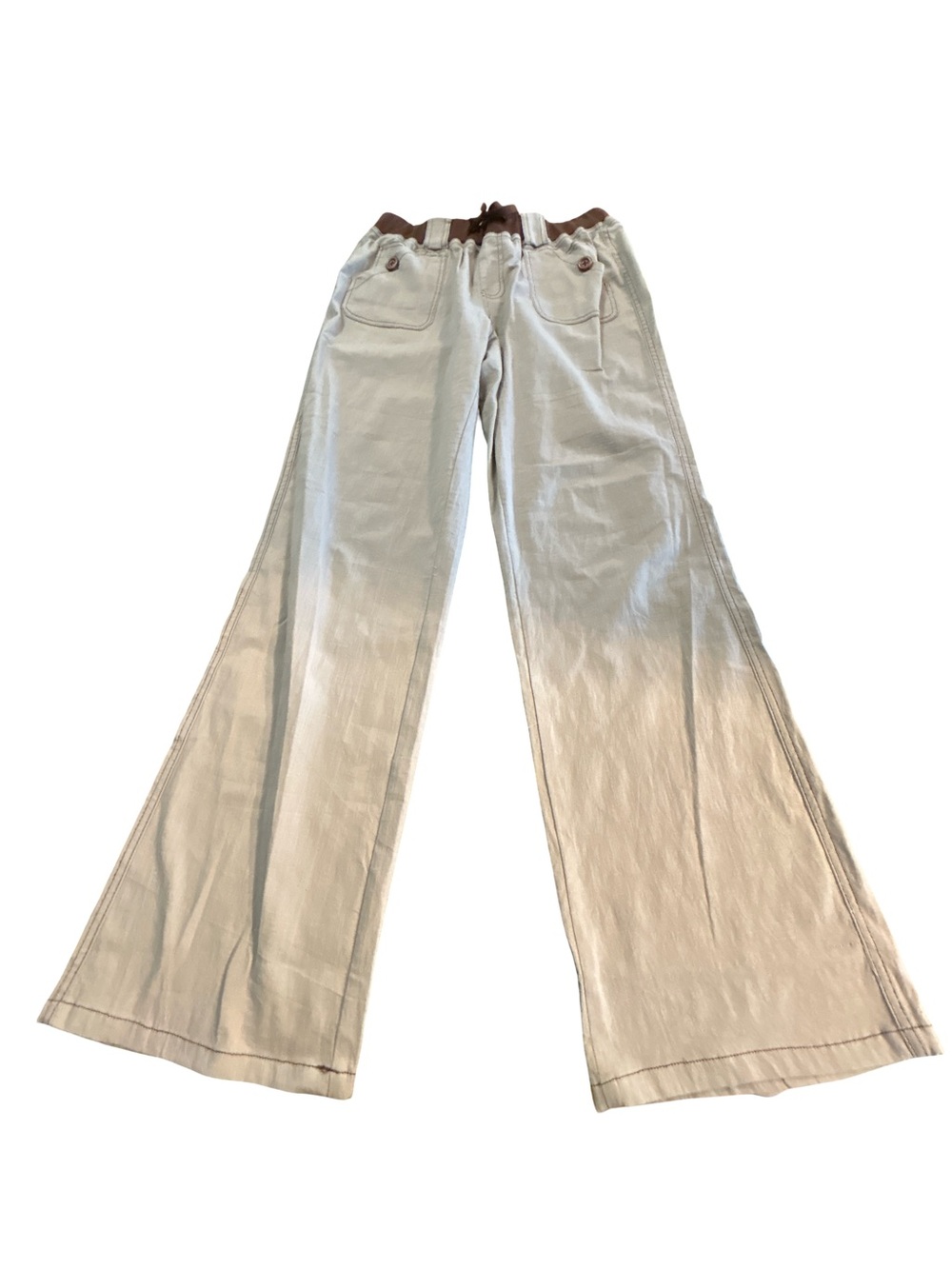 Flamingals Linen Blend Wide Leg Contrast Waistband Drawstring Pants M Gorpcore